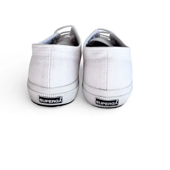 Superga Cotu Classic White Sneakers Women’s Size 8 Low Top Canvas Lace Up Shoes - Picture 10 of 11